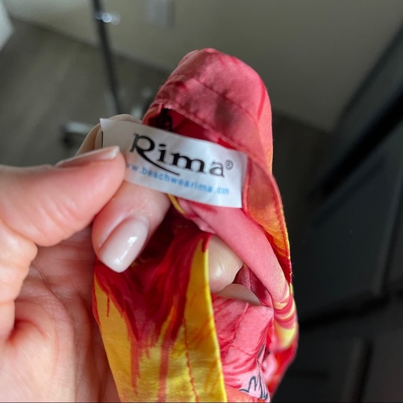 RARE Rima Caribbean wrap mini skirt silky pink red print Hawaiian barbie style - Picture 10 of 10